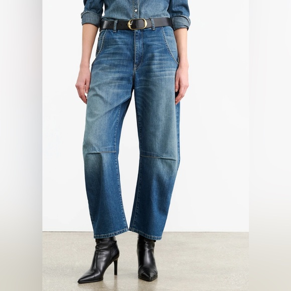 Nili Lotan Emerson Barrel Jean SZ 27 Classic Wash Blue - Picture 3 of 11